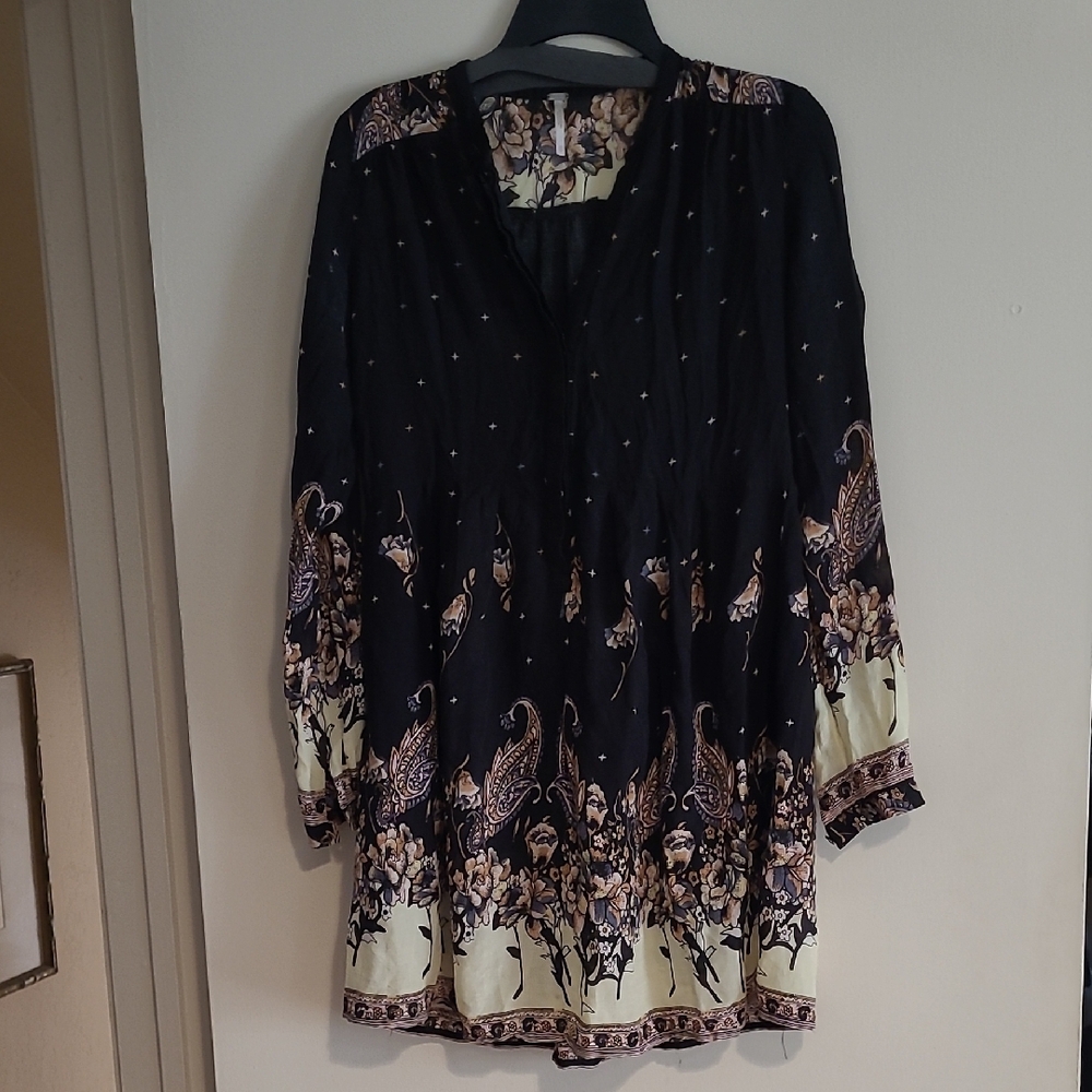 Free People Floral Paisley Black Dress/Tunic